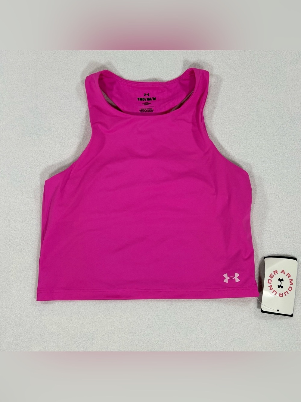 Under Armour Girls' Motion Cropped Tank Bright Pink Size Youth Medium